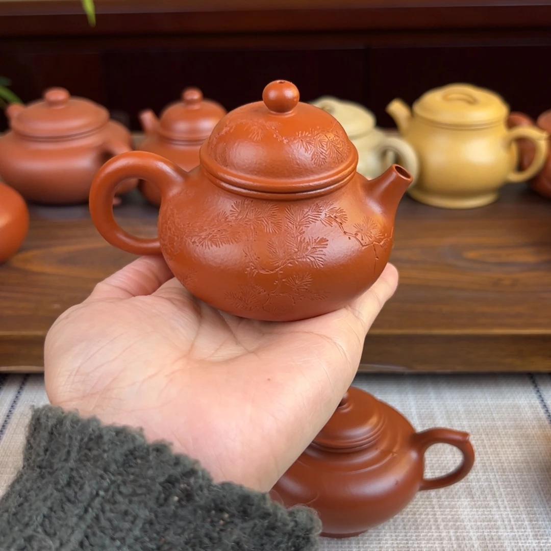 常***拓茶壶紫砂朱泥容天全手120cc