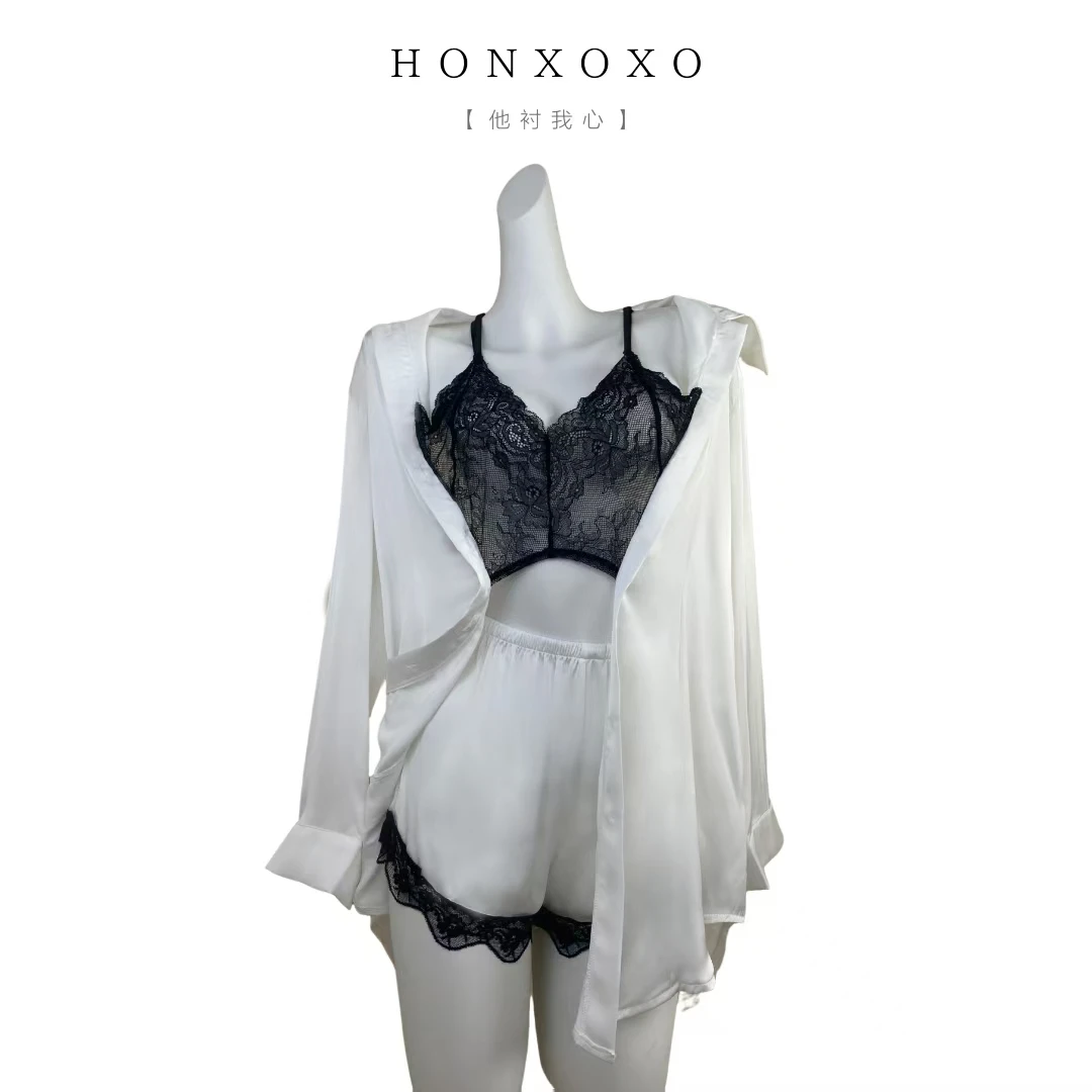 【他衬我心/丝】男友风冰丝睡衣爆款2025新款高级感纯欲风衬衫睡裙
