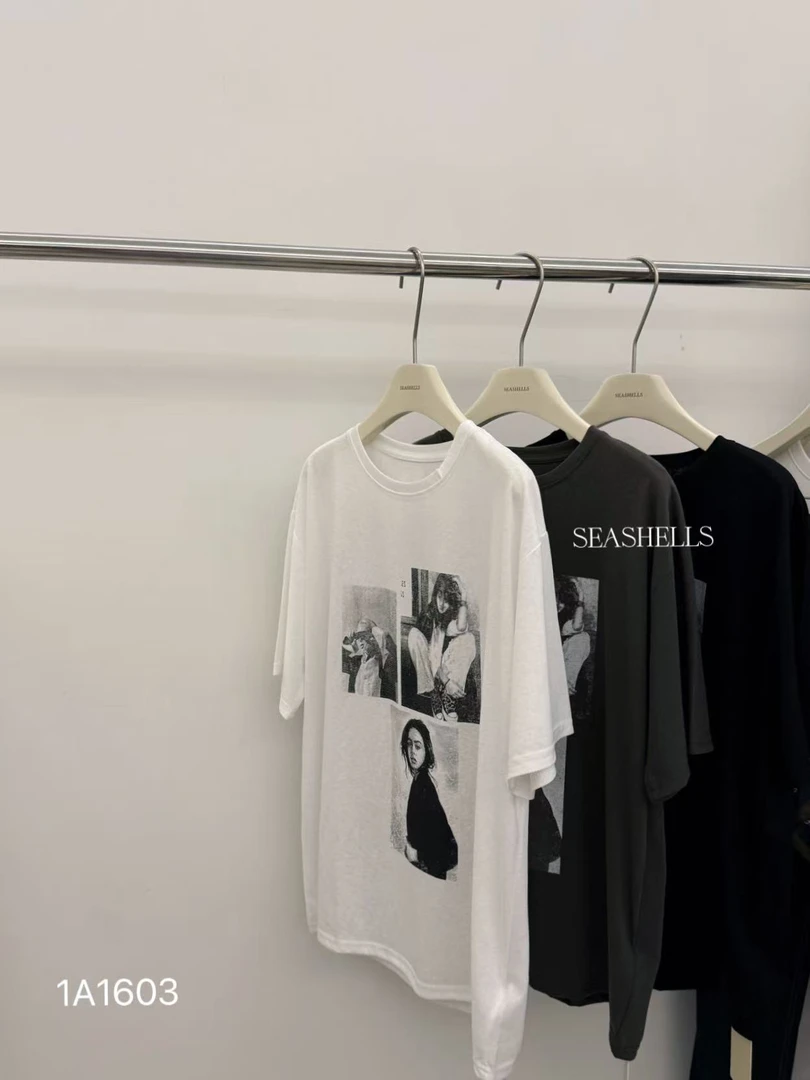 seashells@1A1603 人物无感印花短袖T 6-14