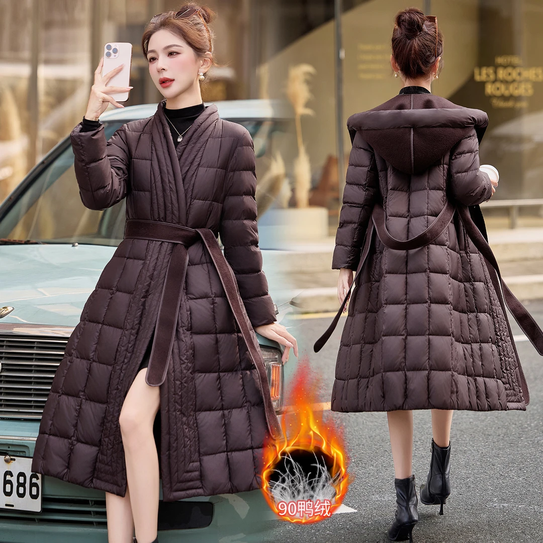 羽绒服长款2025冬季新款时尚洋气百搭女装显瘦加厚白鸭绒高级外套