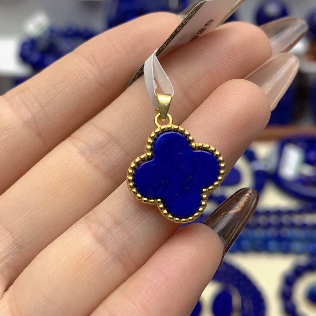 青金石银S925镀金镶嵌颈饰