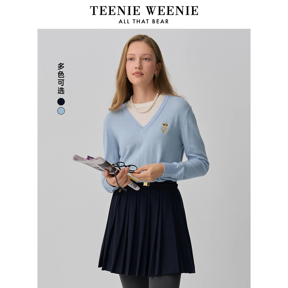 TeenieWeenie小熊25年春季新款欧若风假两件撞色毛衣TTKW256305N
