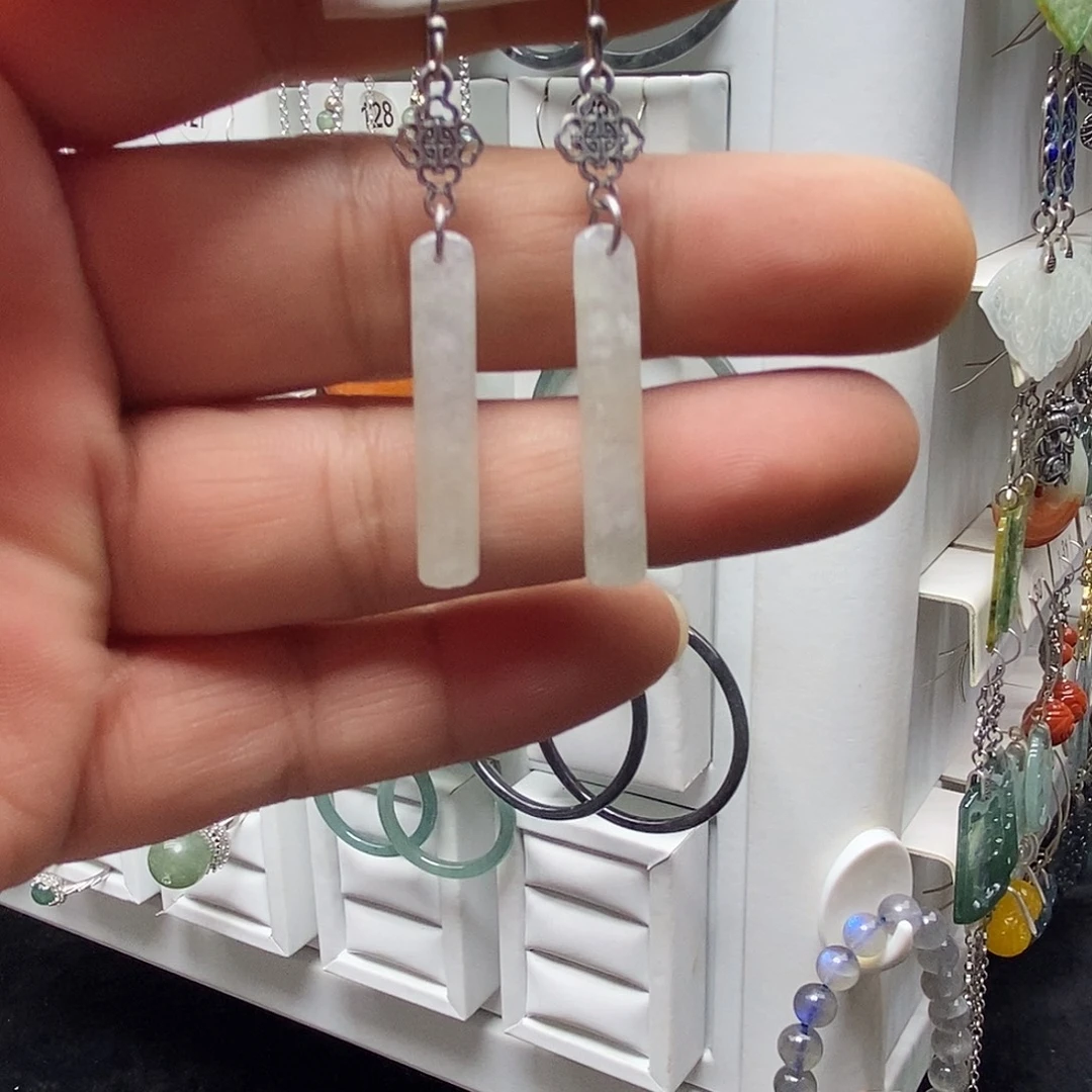 翡翠银S925镶嵌耳饰品质珠宝