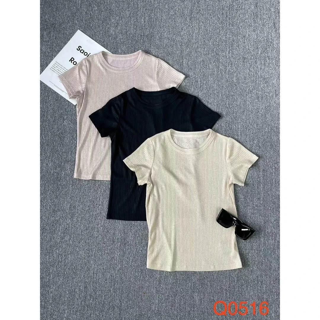 【小黑家】长高端圆领波光粼粼亲肤柔软时尚减龄短袖T袖0516