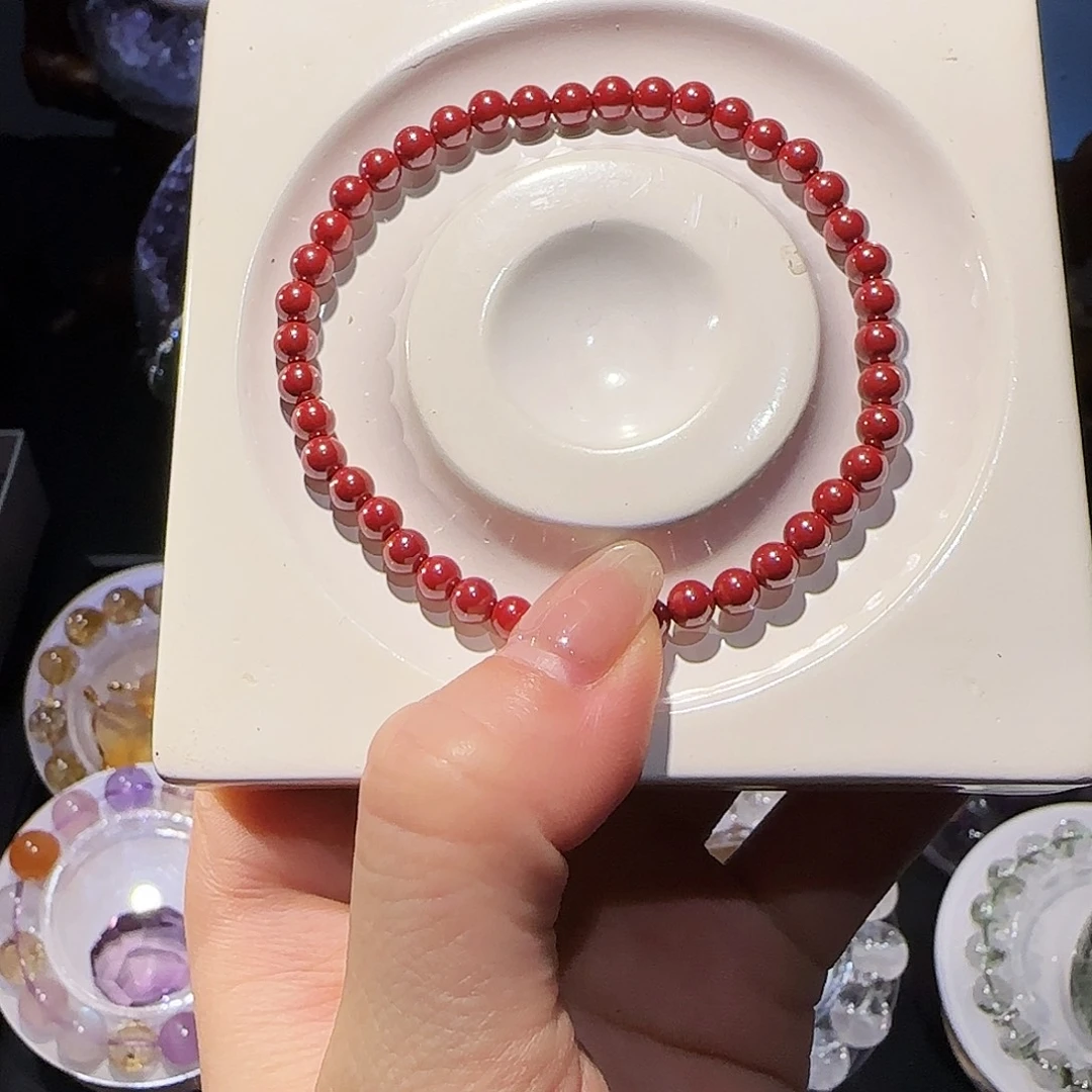 水晶银S925镶嵌手链高含量朱砂