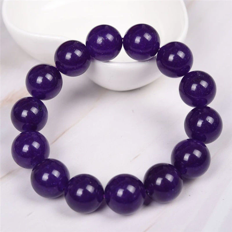 天然石英岩玉紫玉大颗粒14mm手串闺蜜情侣礼物饰品