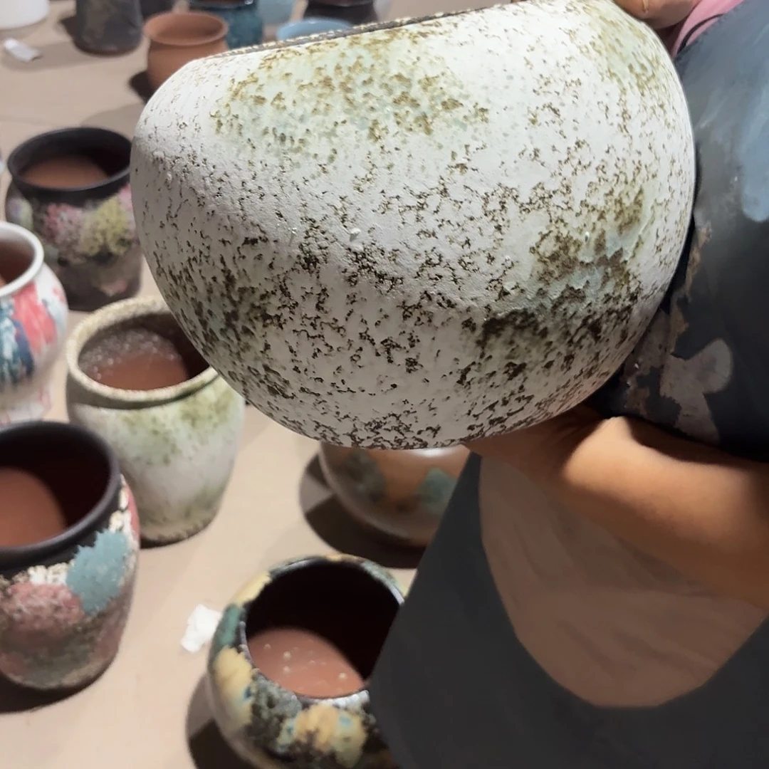 紫砂花盆口21高23