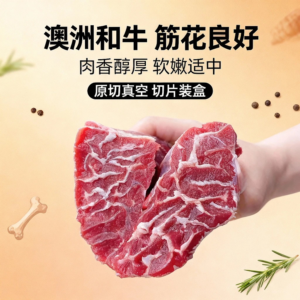 澳洲和牛谷饲牛腱心五花趾 卤牛肉打火锅健身瘦肉各种重量