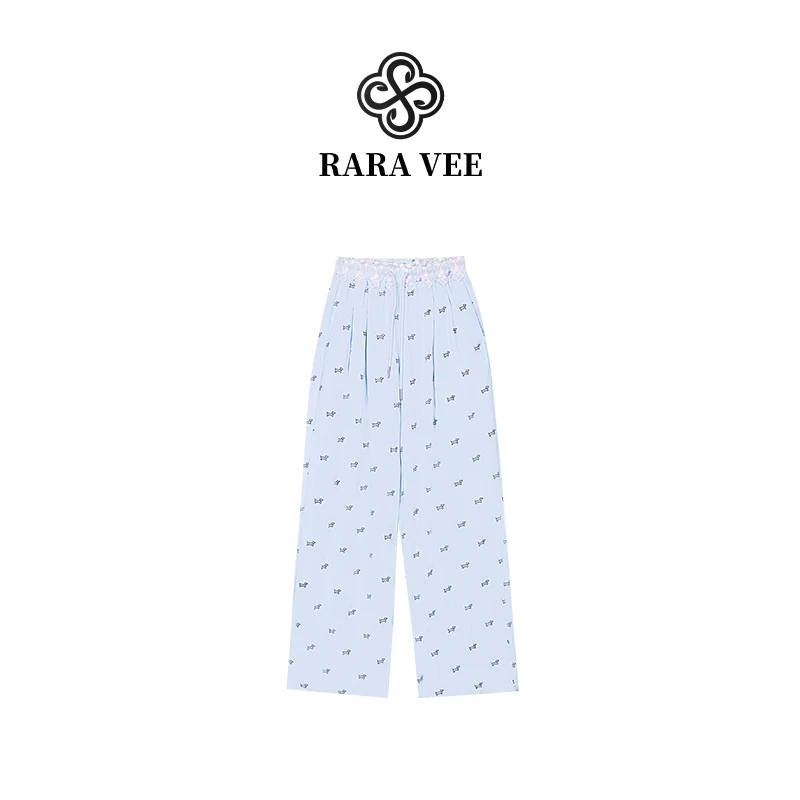 RARA  VEE  小狗碎花百搭显瘦窄版直筒裤99232