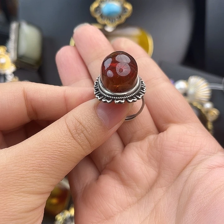 琥珀银S925镶嵌裸石