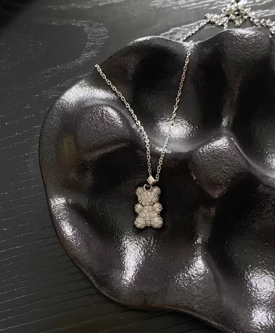 钛钢项链 小熊项链轻奢甜酷风满钻项链X40