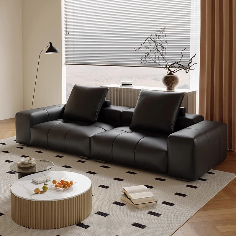 像素沙发意式极简模块豆腐块真皮沙发别墅大平层客厅直排沙发