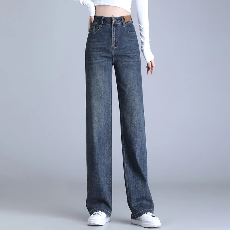专柜正品牛仔裤女2025春秋新款高腰小个子直筒阔腿裤爆款春秋女裤