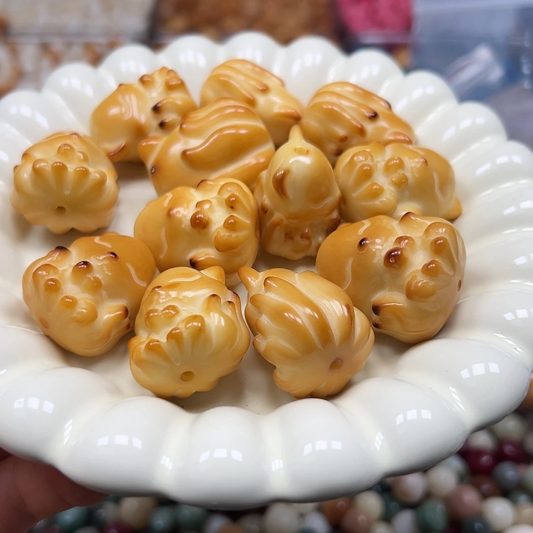 菩提根/象牙果手串微瑕炭烤大凤九有裂