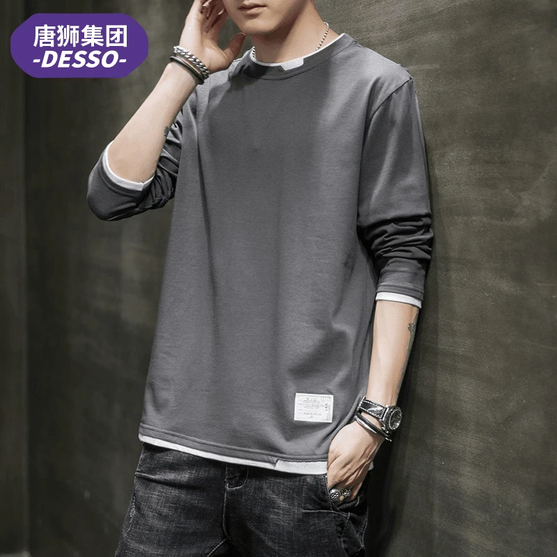 唐狮集团DESSO纯棉长袖t恤男夏夏款宽松圆领休闲卫衣潮流韩版ins