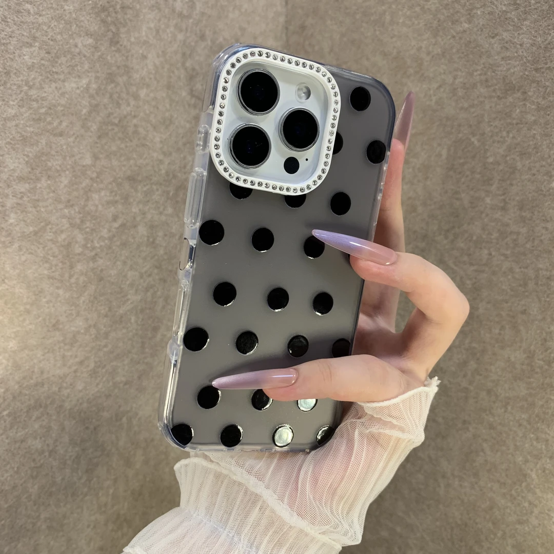 ins简约波点适用苹果16promax手机壳iPhone15全包14时尚13防摔女