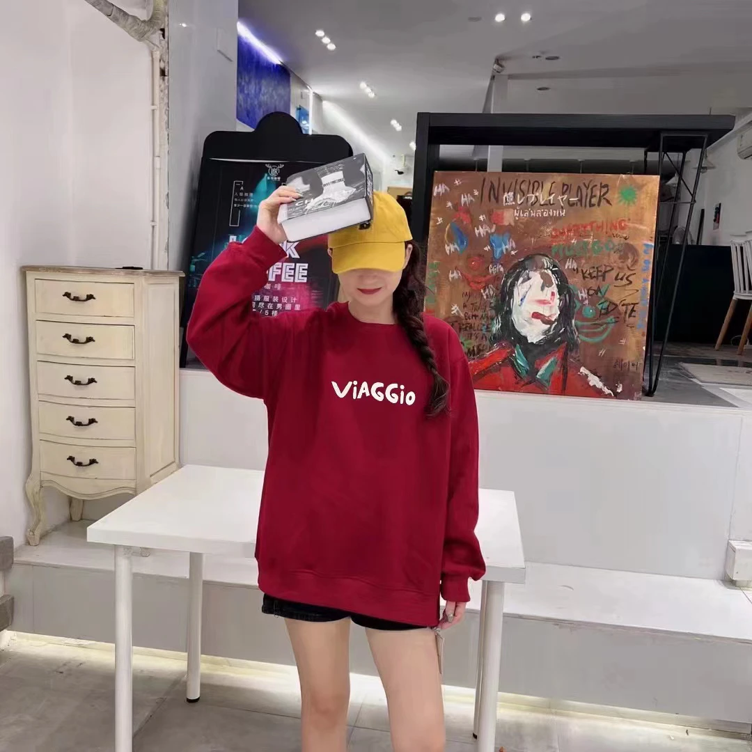 圆领通用薄款中长款宽松型简约通勤韩版四季通用卫衣