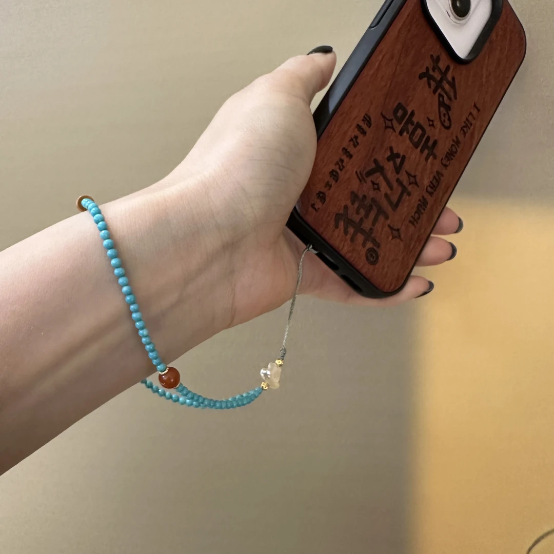 非金属仿珍珠手链 百搭手机链（原创手作）