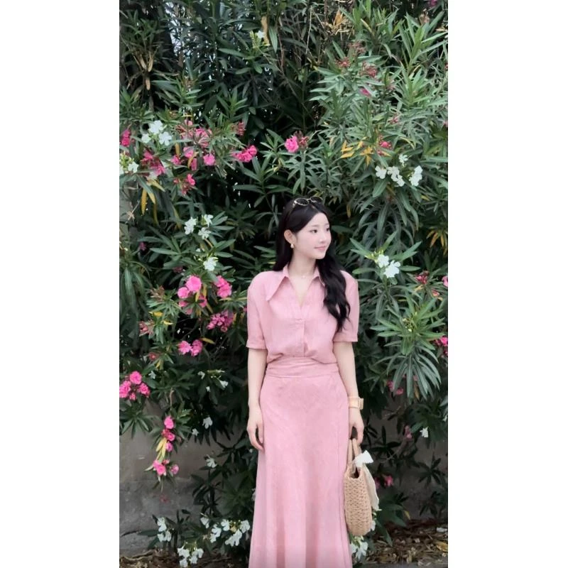【御花园】衬衫套装裙气质名媛女神范高级感长裙2025超火夏装一整套