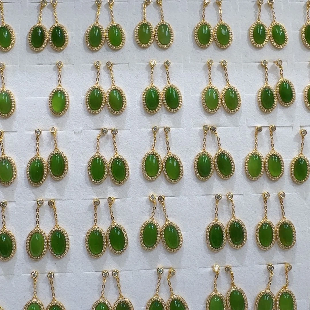 和田玉银S925镶嵌耳饰多样性发货 拍一发一