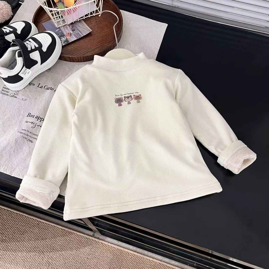 2024年秋冬新款儿童纯色打底卫衣套装百搭时尚韩系30287米色打底