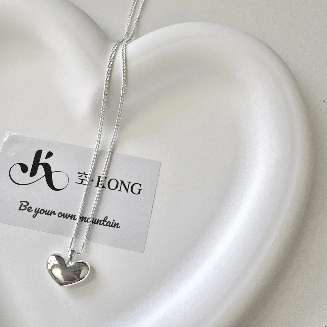 坠链均925银 桃心手工小众吊坠项链精致气质简约百搭爱心锁骨链