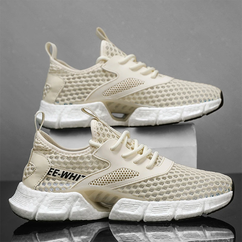 夏季男透气网面鞋薄款网眼休闲百搭飞织网鞋男跑步鞋轻便青年运动