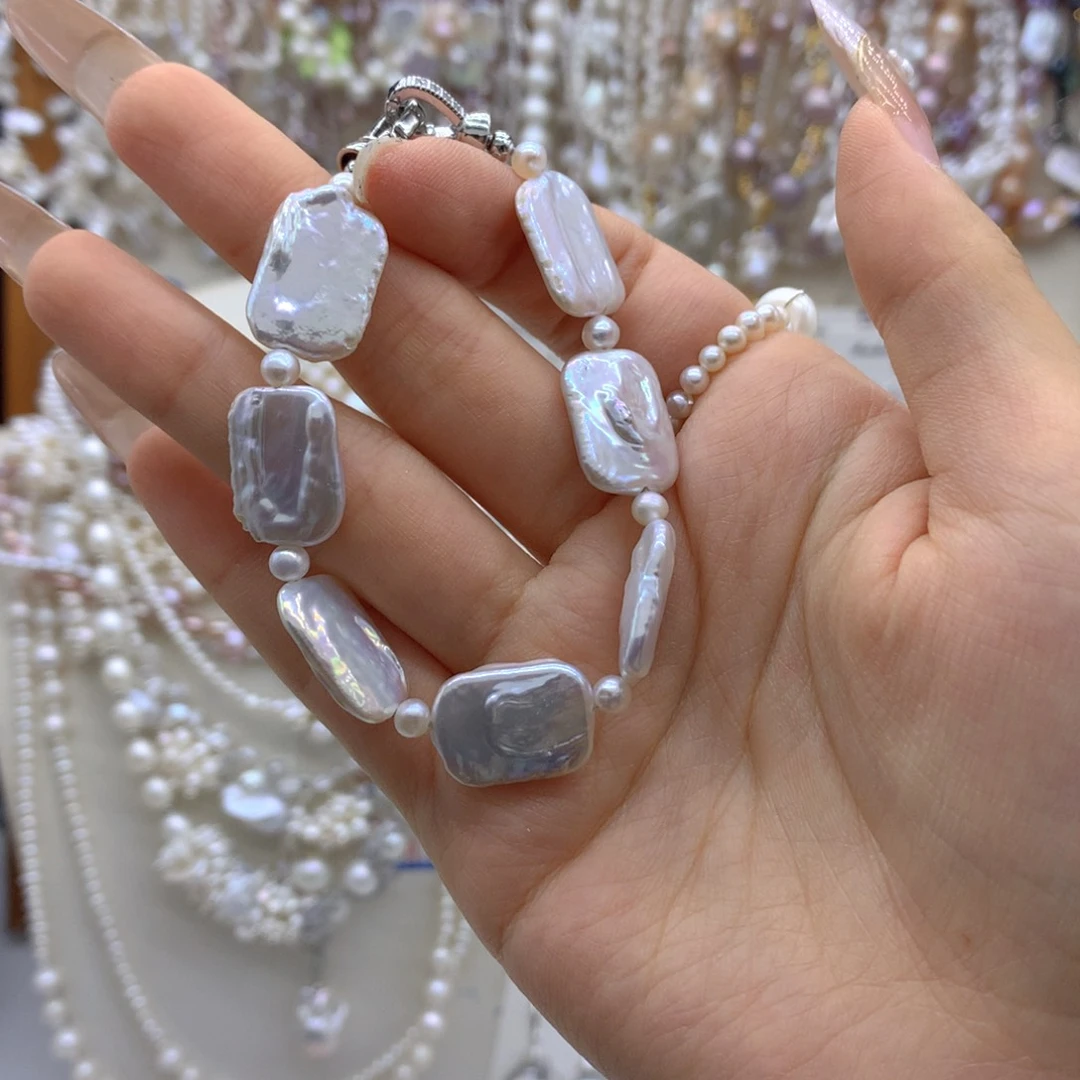 合金淡水珍珠手链