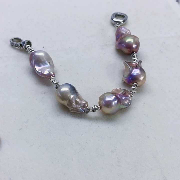 银S925镶嵌耳饰淡水珍珠