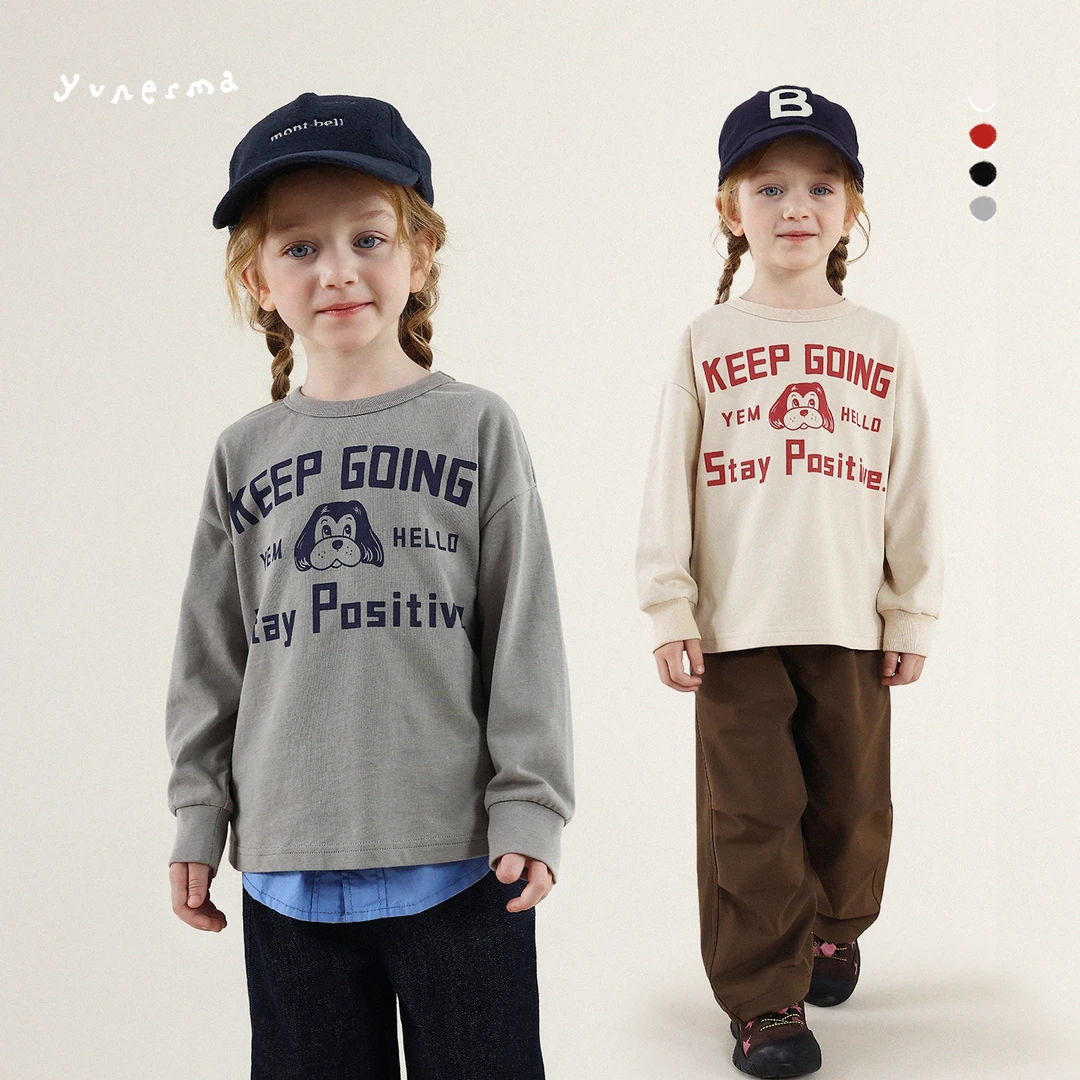 宝宝秋冬日系小众卡通刺绣长袖 允儿妈女童秋季纯棉上衣儿童T恤潮