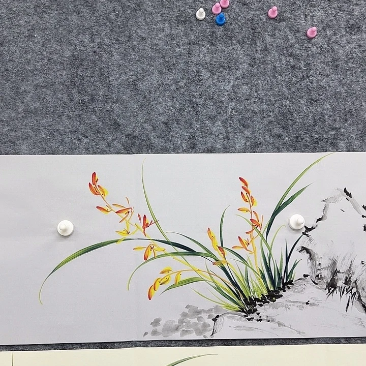 国画国画立体兰花作品