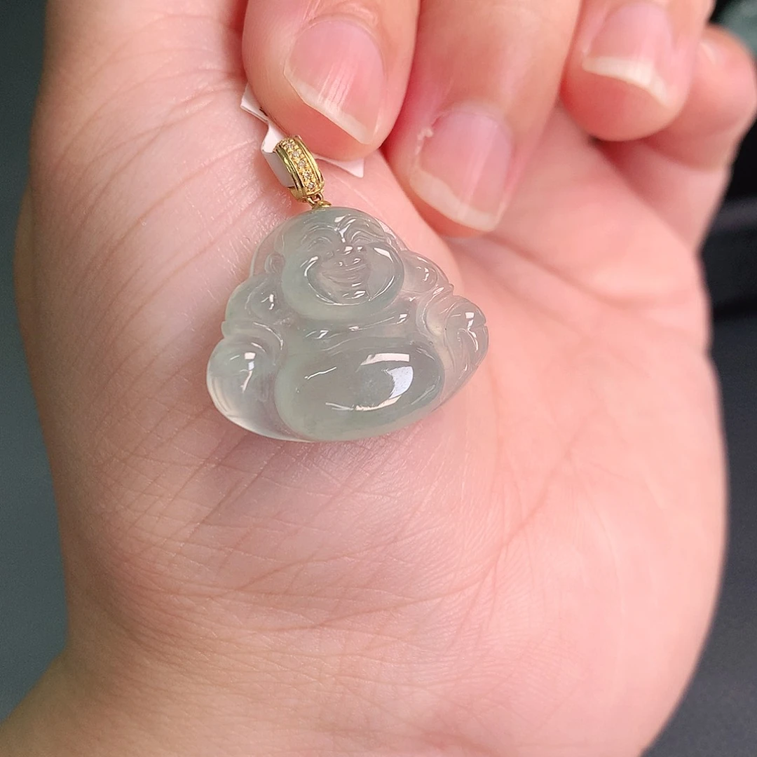 翡翠18K金镶嵌颈饰冰晴佛公18-23-5