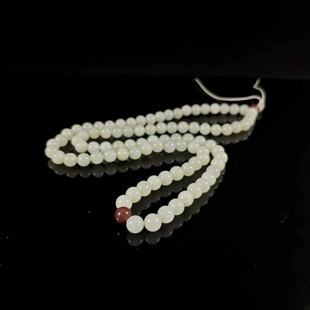 和田玉青白玉珠串（712132）