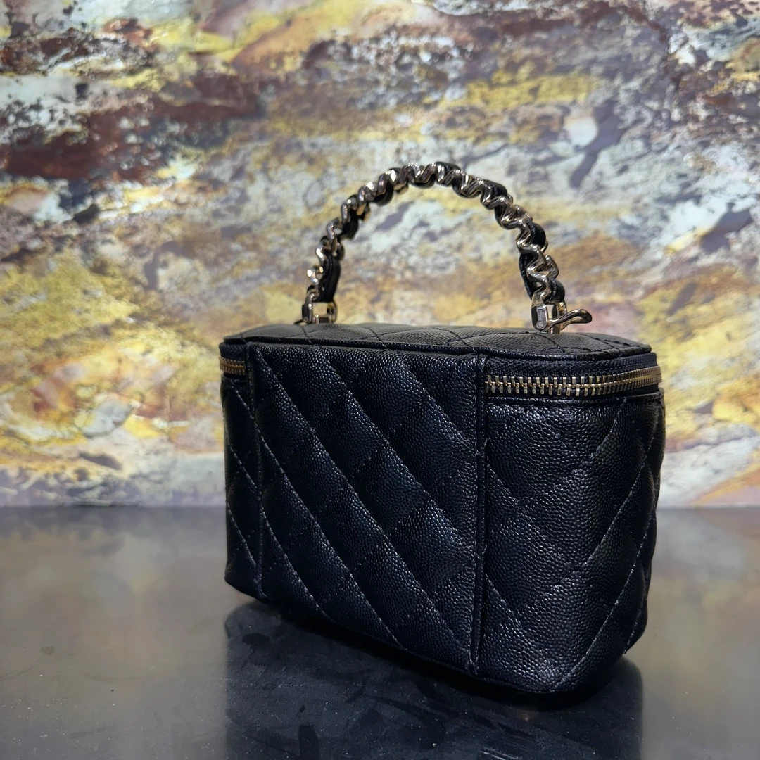 HIRMRIS手工真皮包银扣1182-黑-手柄S盒香