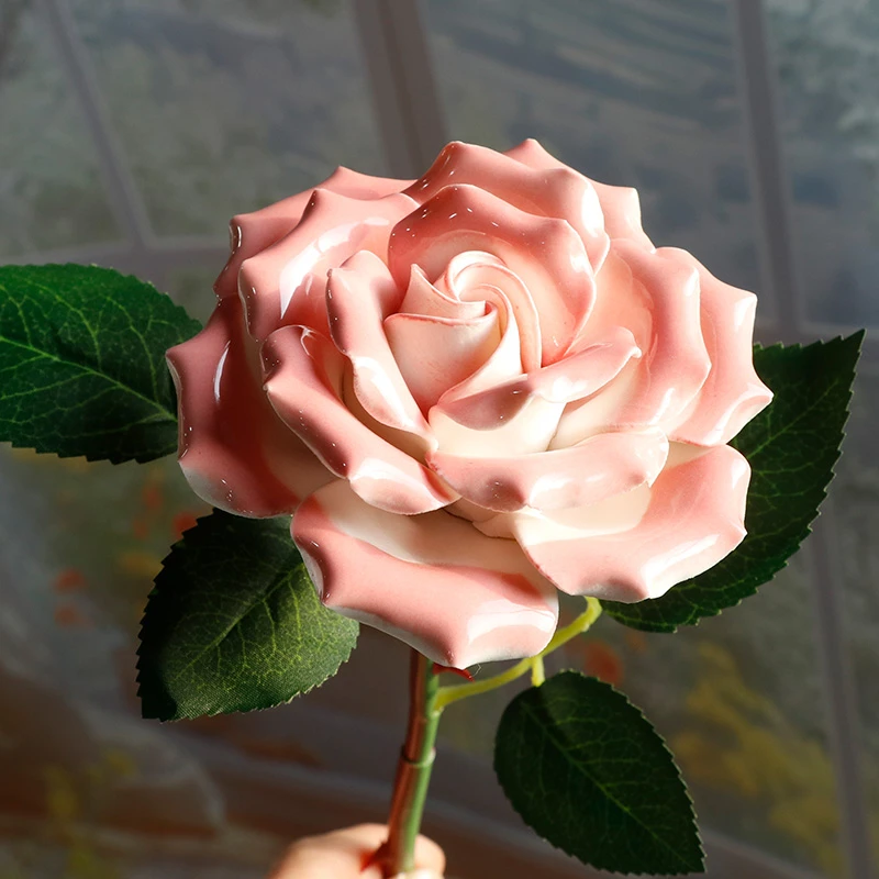 曼塔玫瑰陶瓷手工花永生花摆件装饰