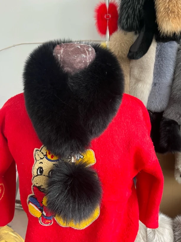 2025新版韩版保暖围巾毛领百搭亲子加厚冬季狐狸毛围巾磁吸款围脖