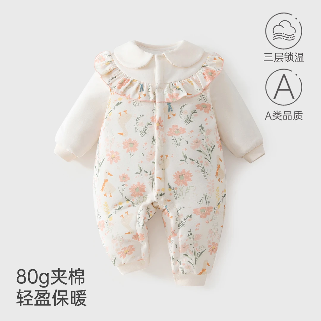 新生儿婴儿冬季加厚棉衣婴幼儿夹棉连体衣宝宝冬装保暖衣服