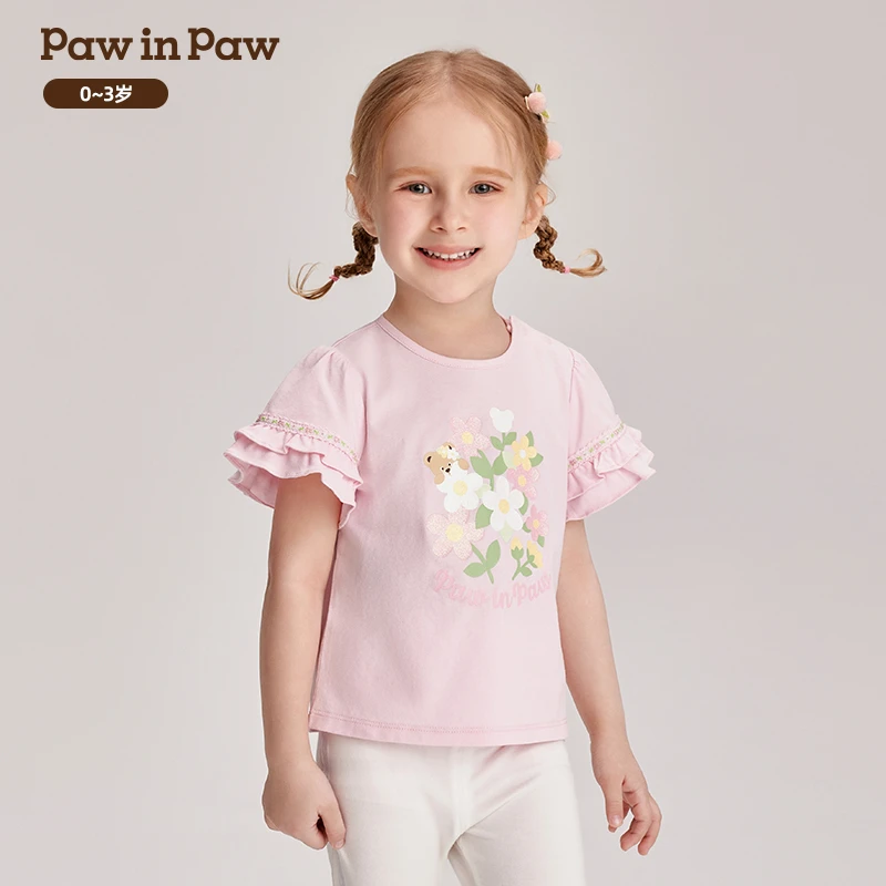【会员】PawinPaw卡通夏季女宝宝荷叶边短袖儿童T恤PCRAE2582K