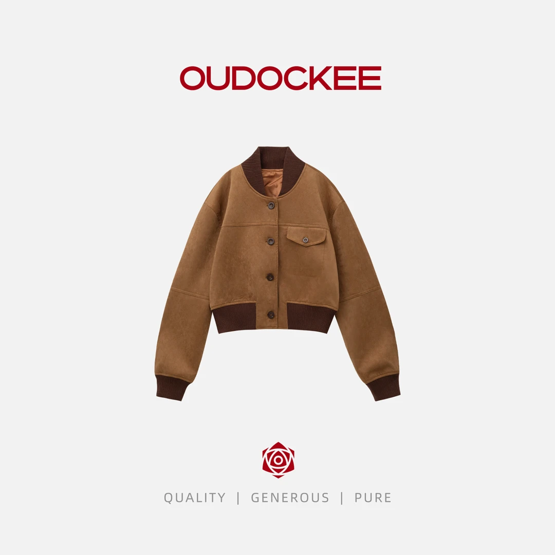 OUDOCKEE 鸥鸥【绵羊毛】美拉德 美式复古港风夹克上衣 JACG693T