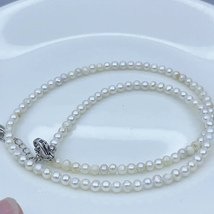 颈饰银S925镶嵌淡水珍珠