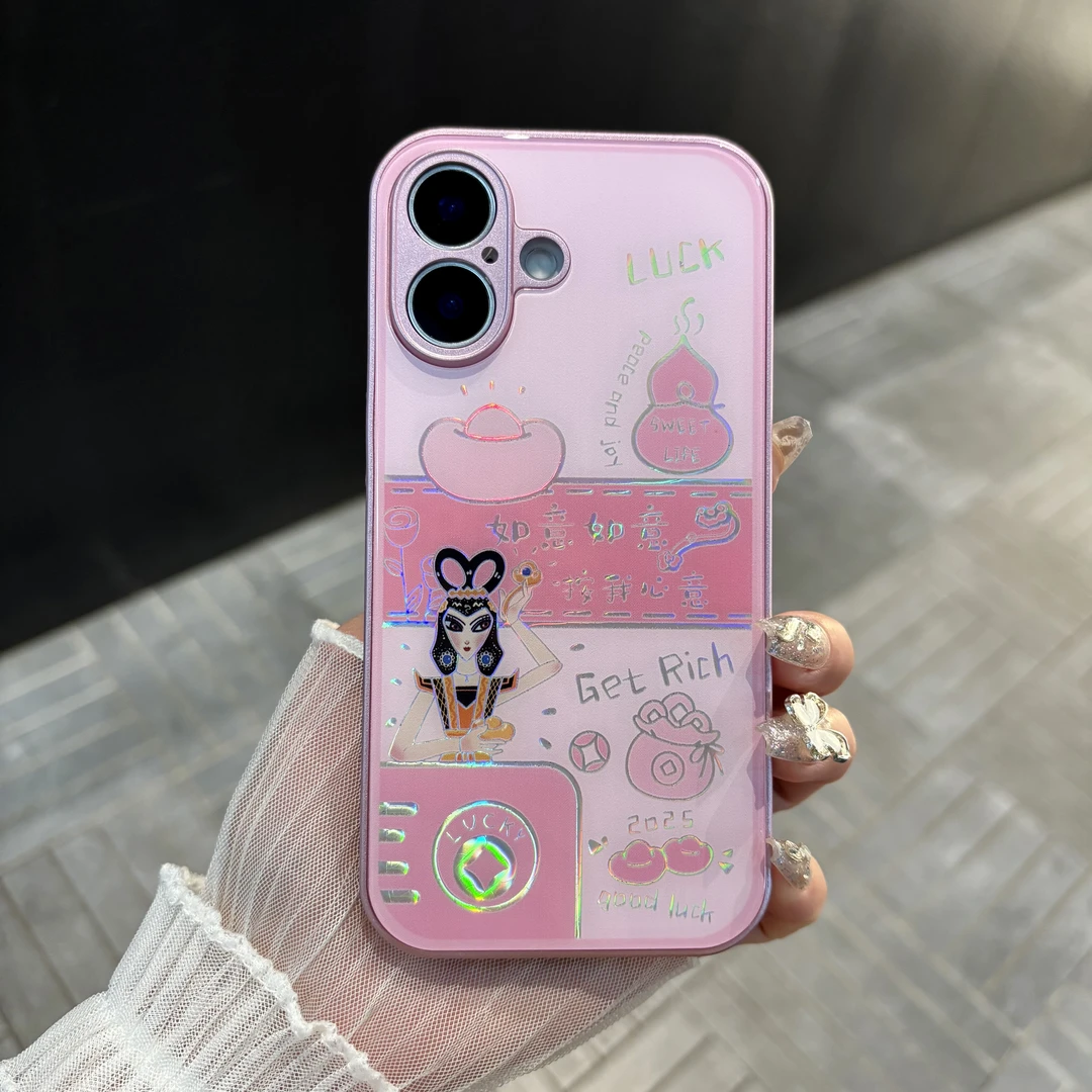 烫金玻璃适用iPhone16苹果/华为/荣耀/oppo/vivo/小米防摔手机壳