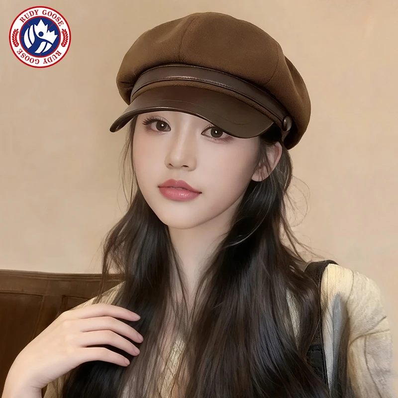 加拿大RUDY GOOSE鹅美拉德贝雷帽女秋冬显脸小报童帽大头围八角帽