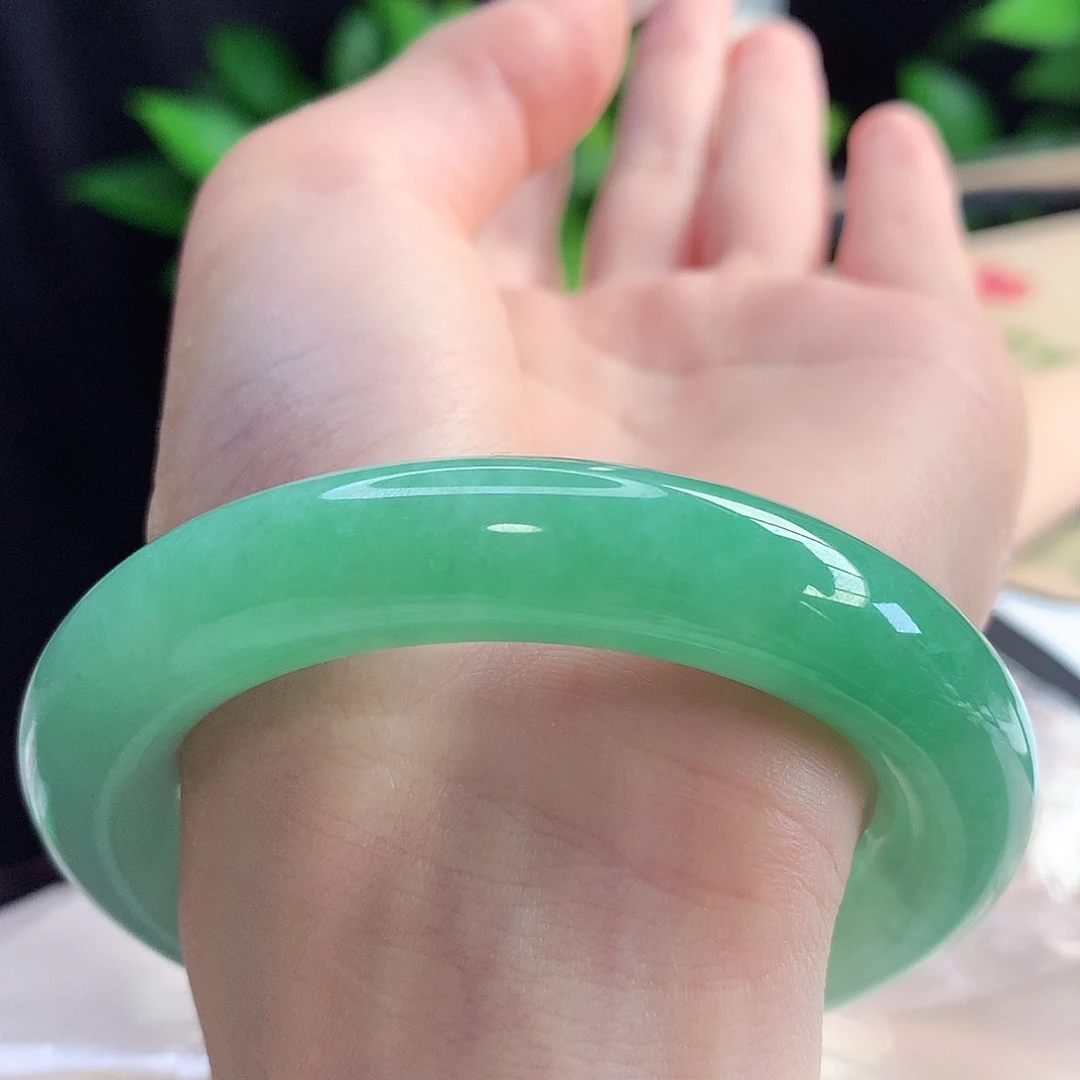 未镶嵌手镯翡翠天然A货翡翠55-56十二胖圆大万即视感12号