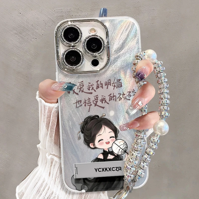 古风女孩手机壳适用于苹果16/华为/oppo/vivo新款羽纱壳全包流行