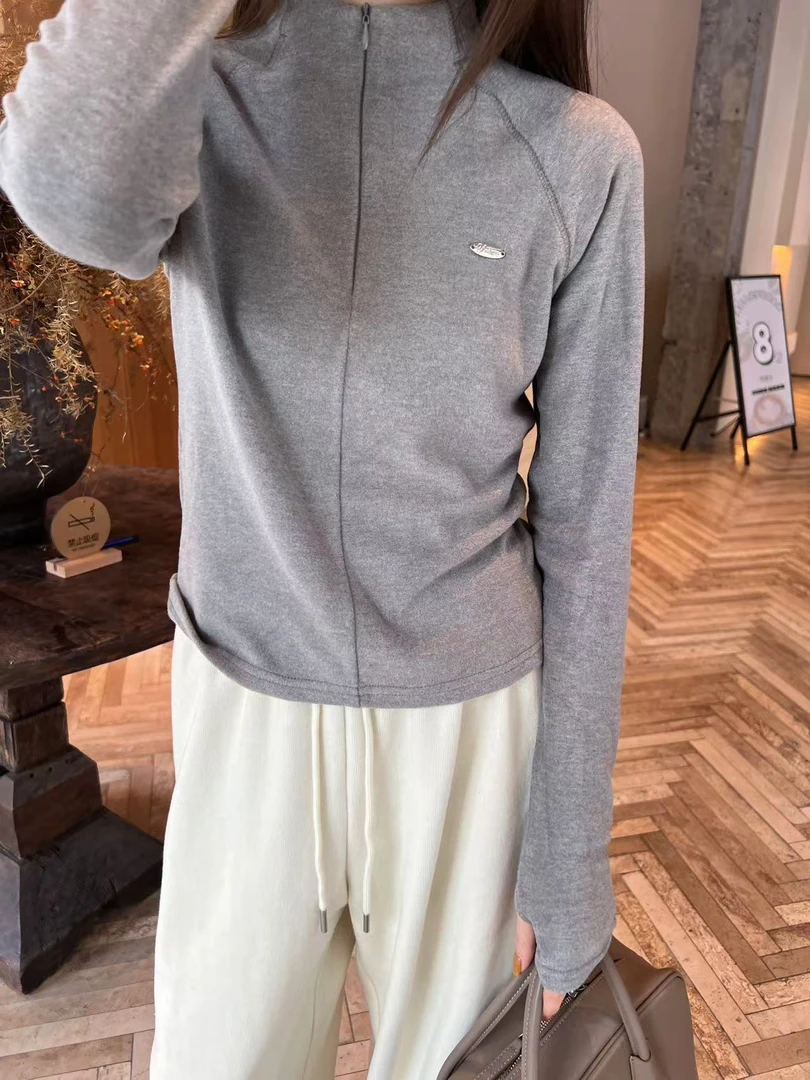 【云云精选】7295 半高领暖姜天 丝上衣