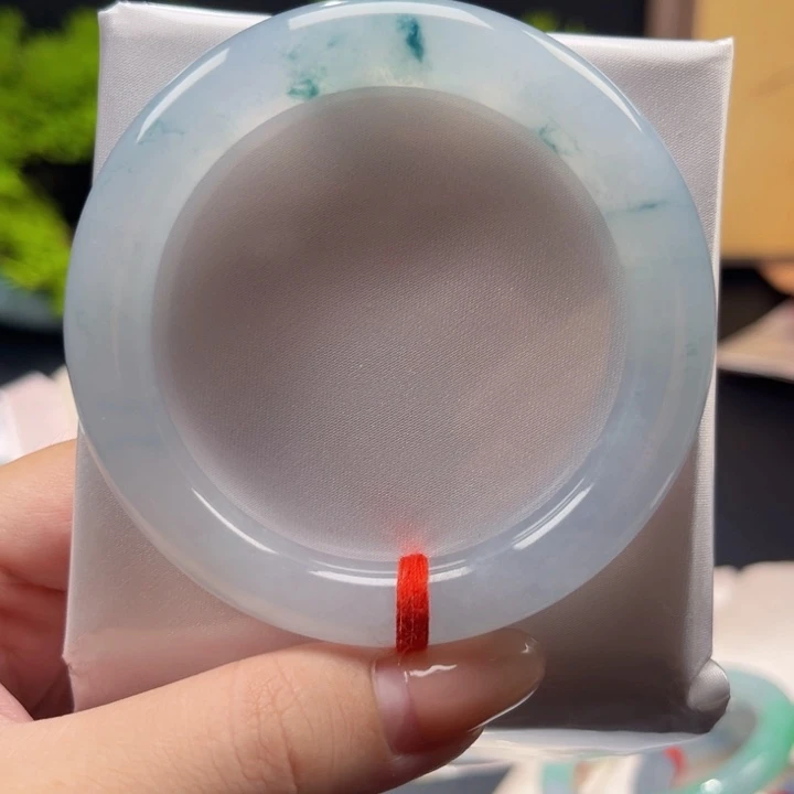 未镶嵌手镯翡翠冰飘蓝花圆条5556定金链接