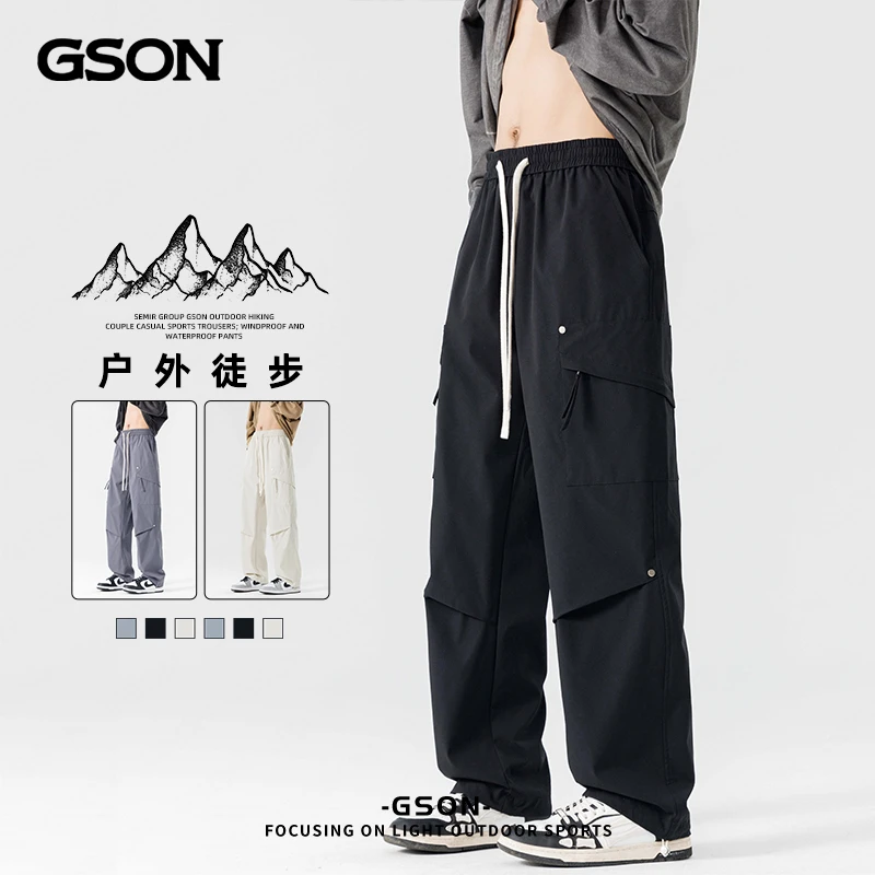 GSON男女同款潮牌户外多口袋工装裤高街休闲阔腿裤情侣春季新款裤