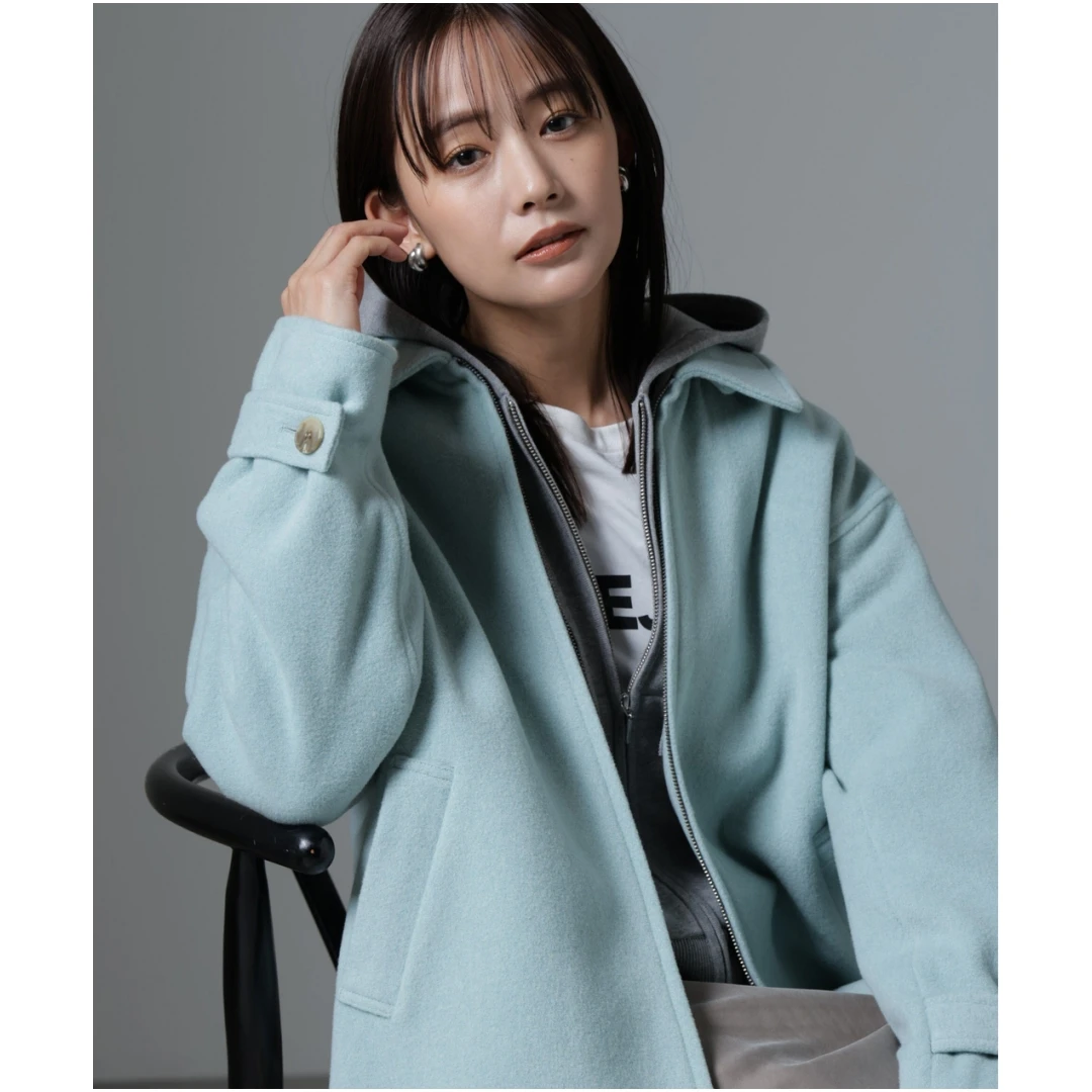 【Montendre】 N 秋冬上新 时尚休闲简约宽松翻领长袖毛呢外套连帽