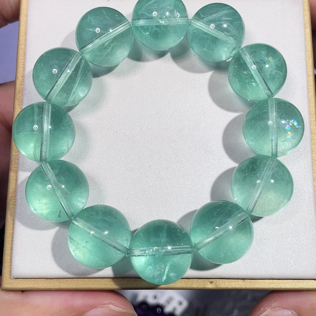 未镶嵌手串水晶16.5mm薄荷绿曼波绿萤石