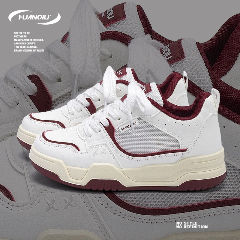 HUANQIU/环球百搭厚底小白鞋男鞋2025夏季新款网面透气潮流休闲鞋